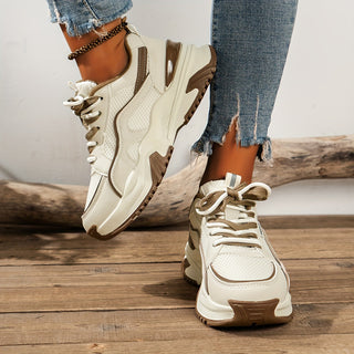 Optew Women's Everyday Chunky Platform Panelled Sneakers