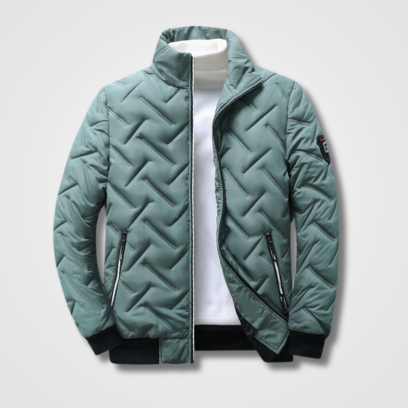Optew Men’s Quilted Bomber Jacket with High Collar