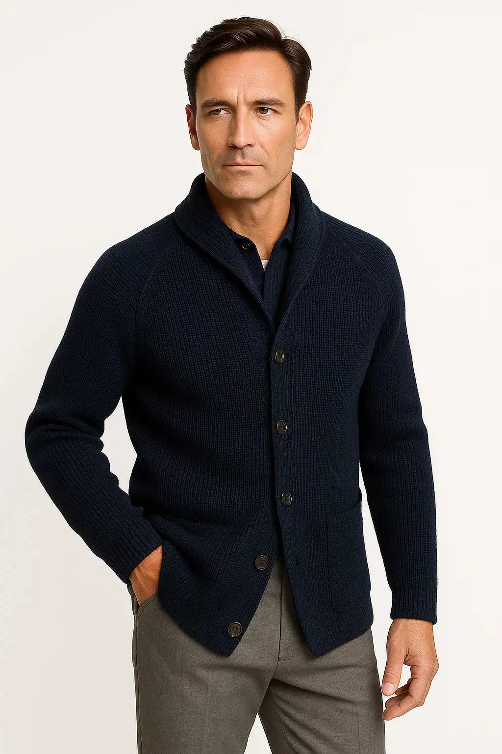Optew Men's Cardigan Wool Knit Buttoned Casual Comfortable Fit