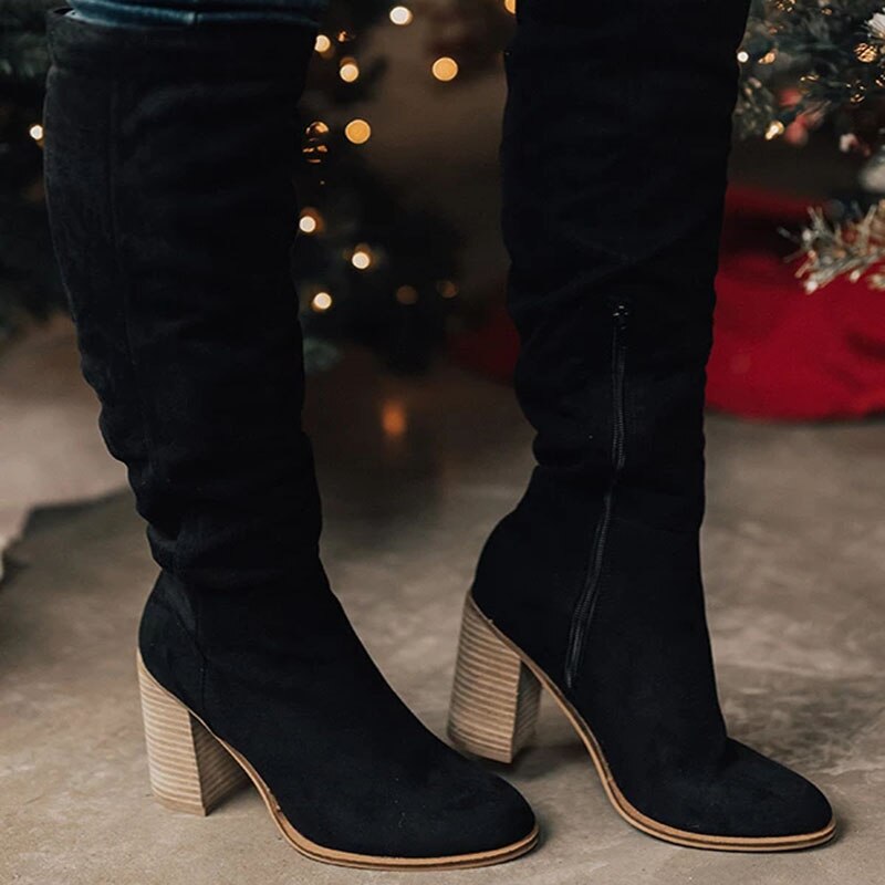 Optew Knee High Slouch Boots Women's - Side Zipper Closure