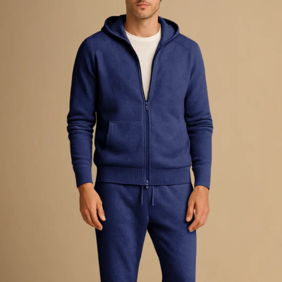 Optew Men's Tracksuit Set Knit Zip-Up Hoodie and Jogger Pants