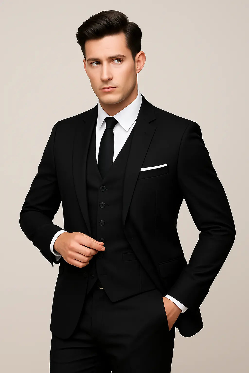 Optew Men's 3-Piece Formal Slim Fit Suit - Single Breasted