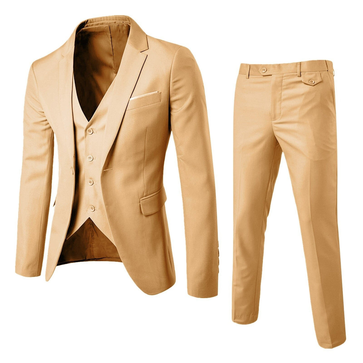 Optew Men Formal Suit Set Minimalist Chest Pocket Polyester Blend
