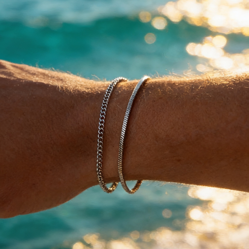 Optew Men’s Thin Chain Bracelet Pack