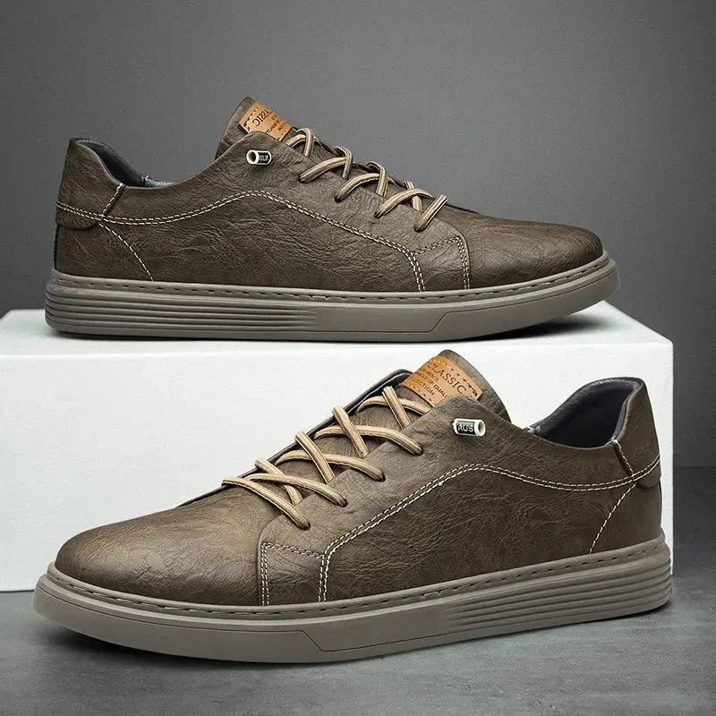 Optew Men’s Classic Comfort Faux Leather Sneakers