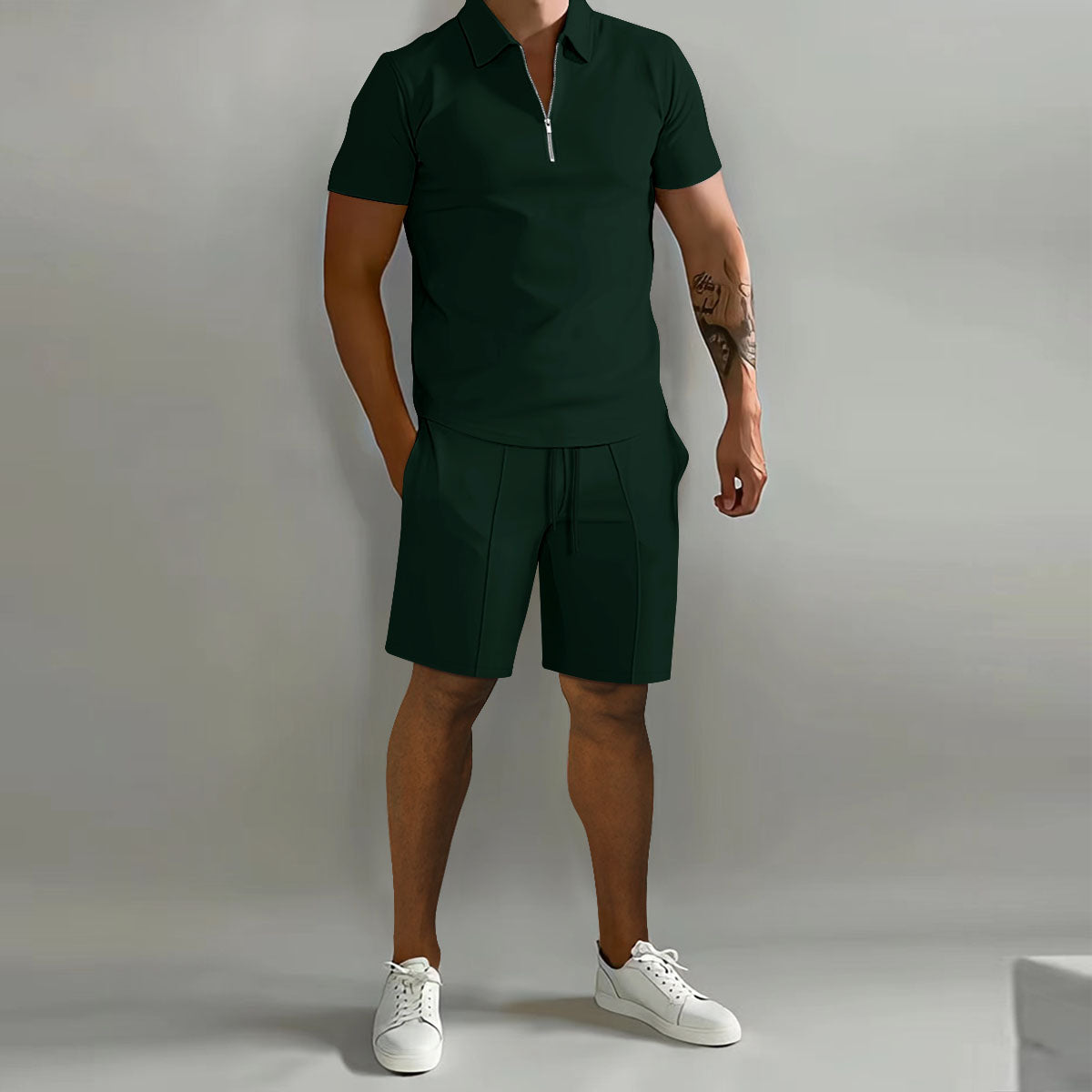 Optew Men’s Zip Polo and Shorts Set