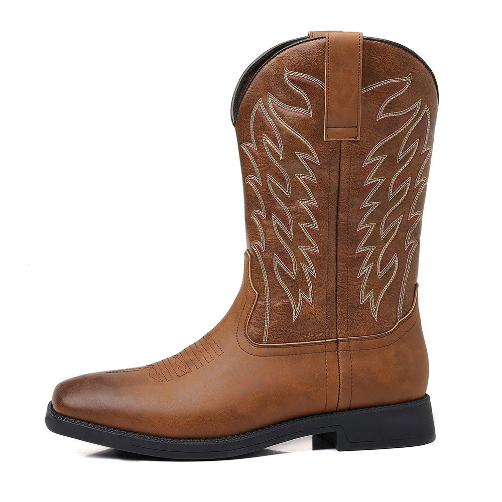 Optew Men’s Embroidered Mid-Calf Boots