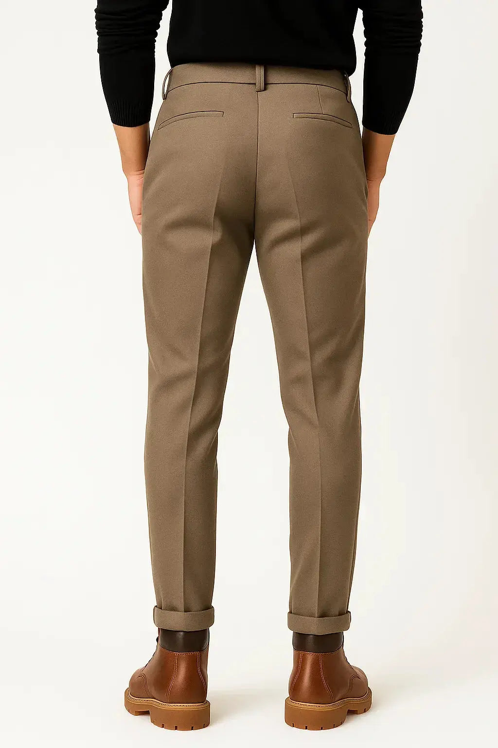 Optew Men's Trousers Wool Blend Structured Fit Slim Tapered Leg