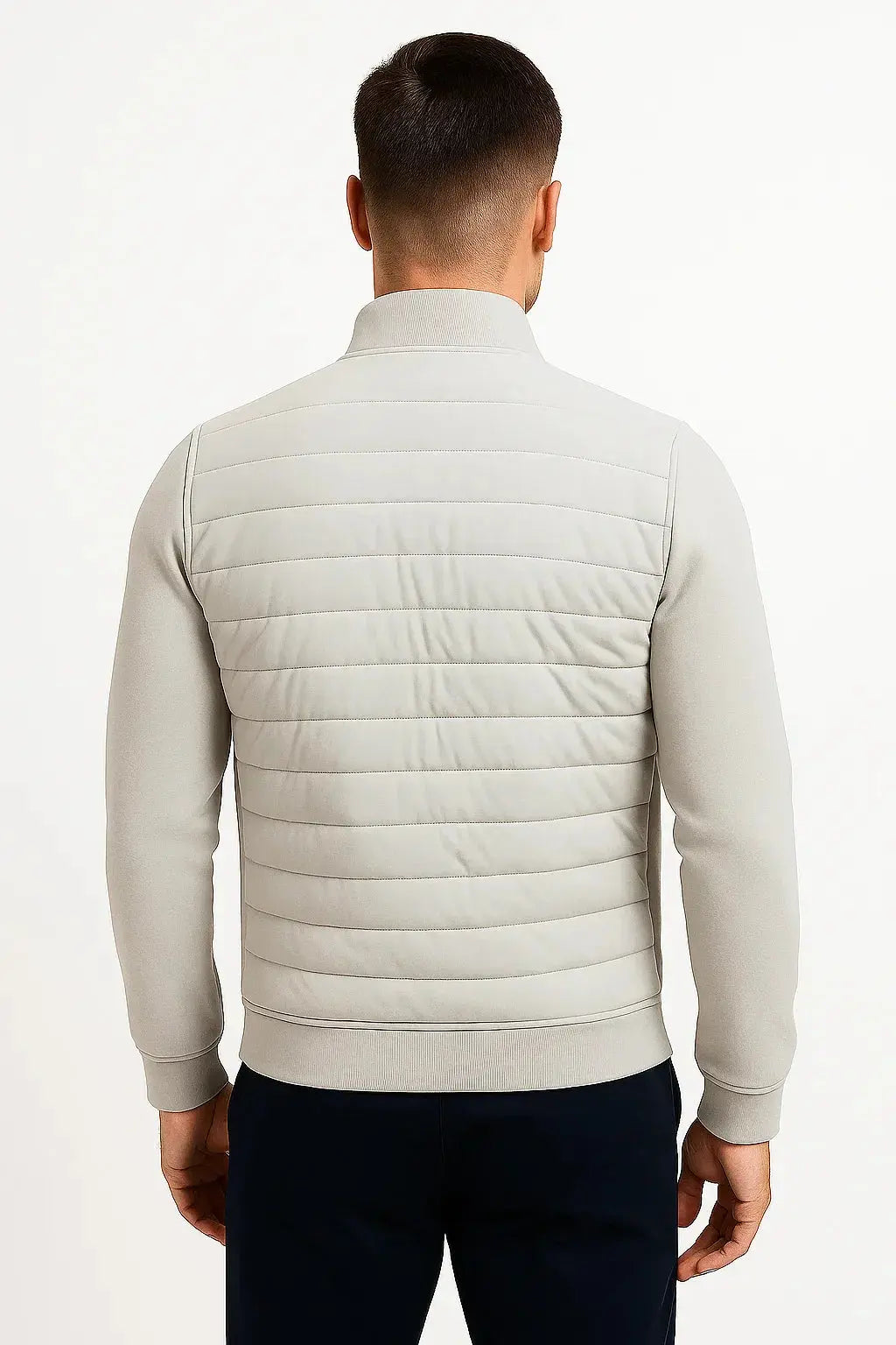 Optew Men's Jacket Hybrid Quilted Knitted Sleeves Polyester Cotton