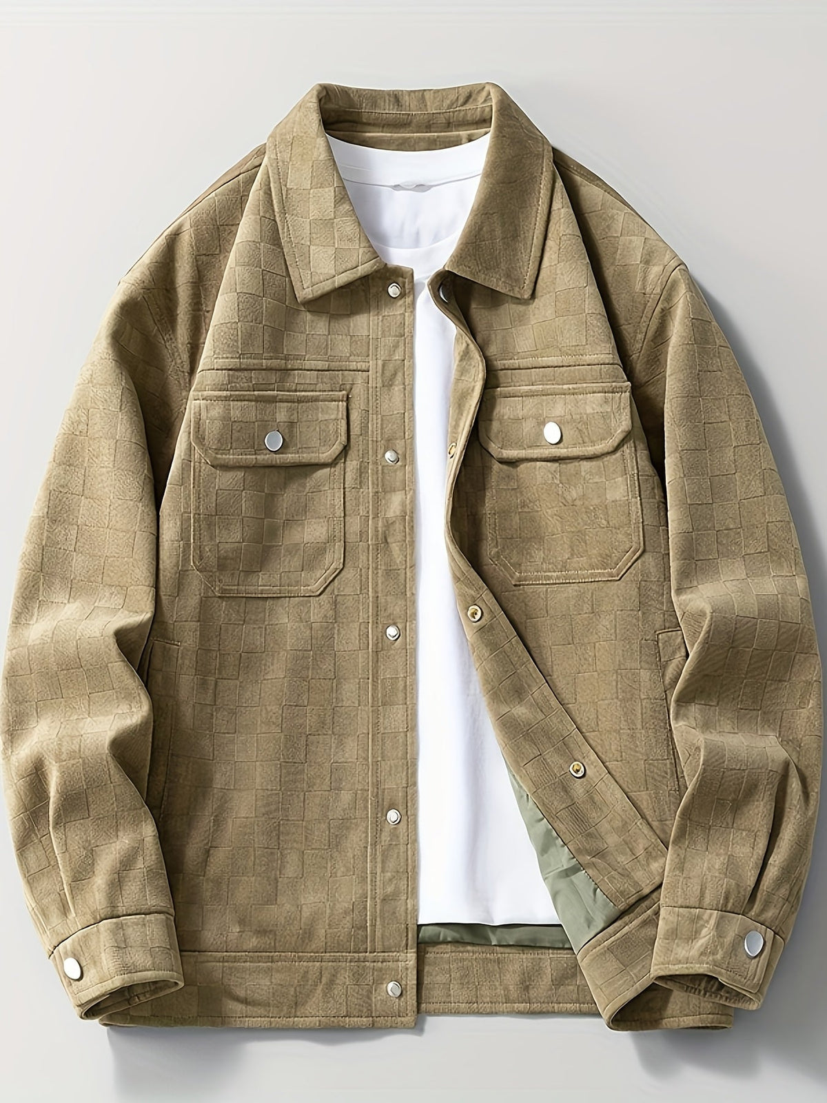Optew Men’s Checkered Suede Jacket