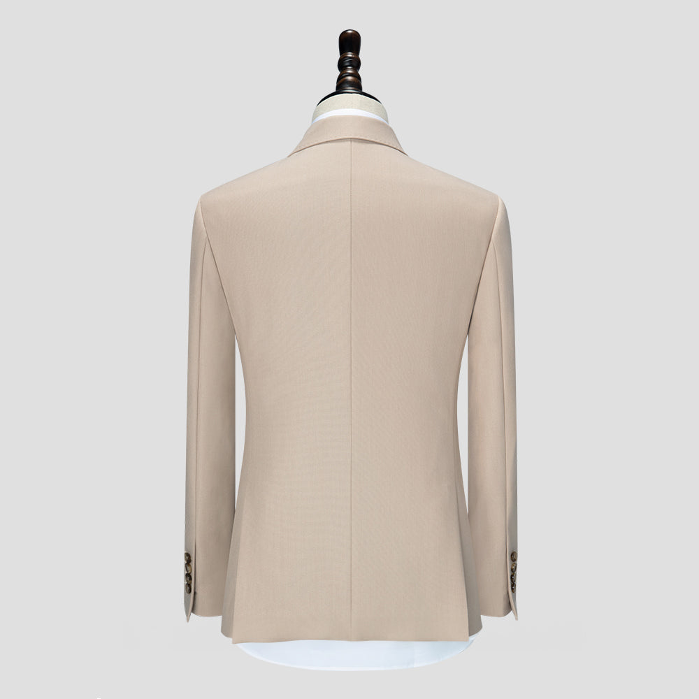 Optew Men Wedding Double-Breasted Suit Peak Lapels Wool Blend