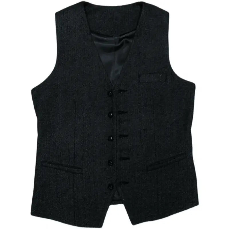Optew Men Wedding Three‑piece Suit Tweed Wool Blend