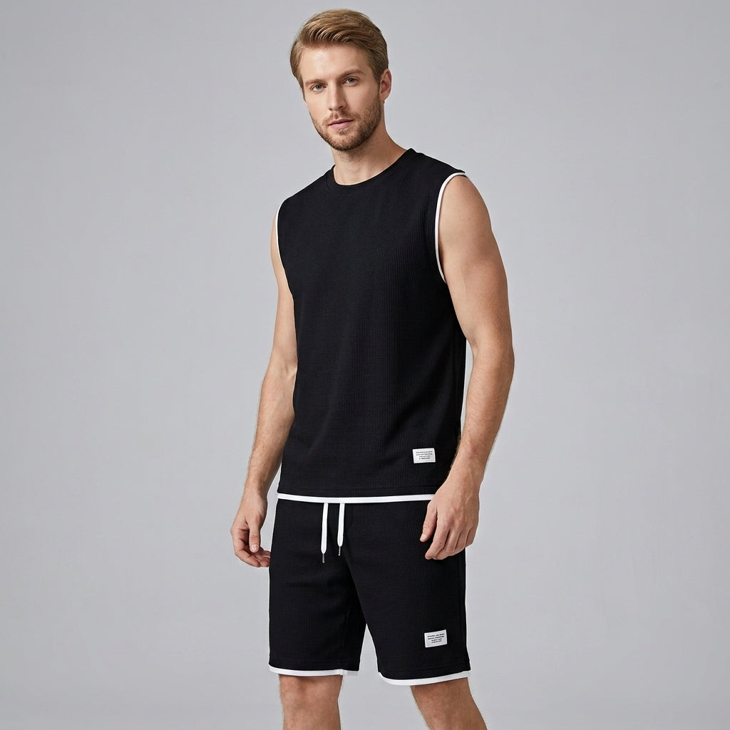 Optew Men’s Waffle Knit Two Piece Set