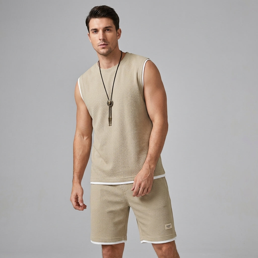 Optew Men’s Waffle Knit Two Piece Set