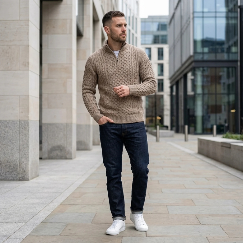Optew Men’s Half Zip Knit Jumper