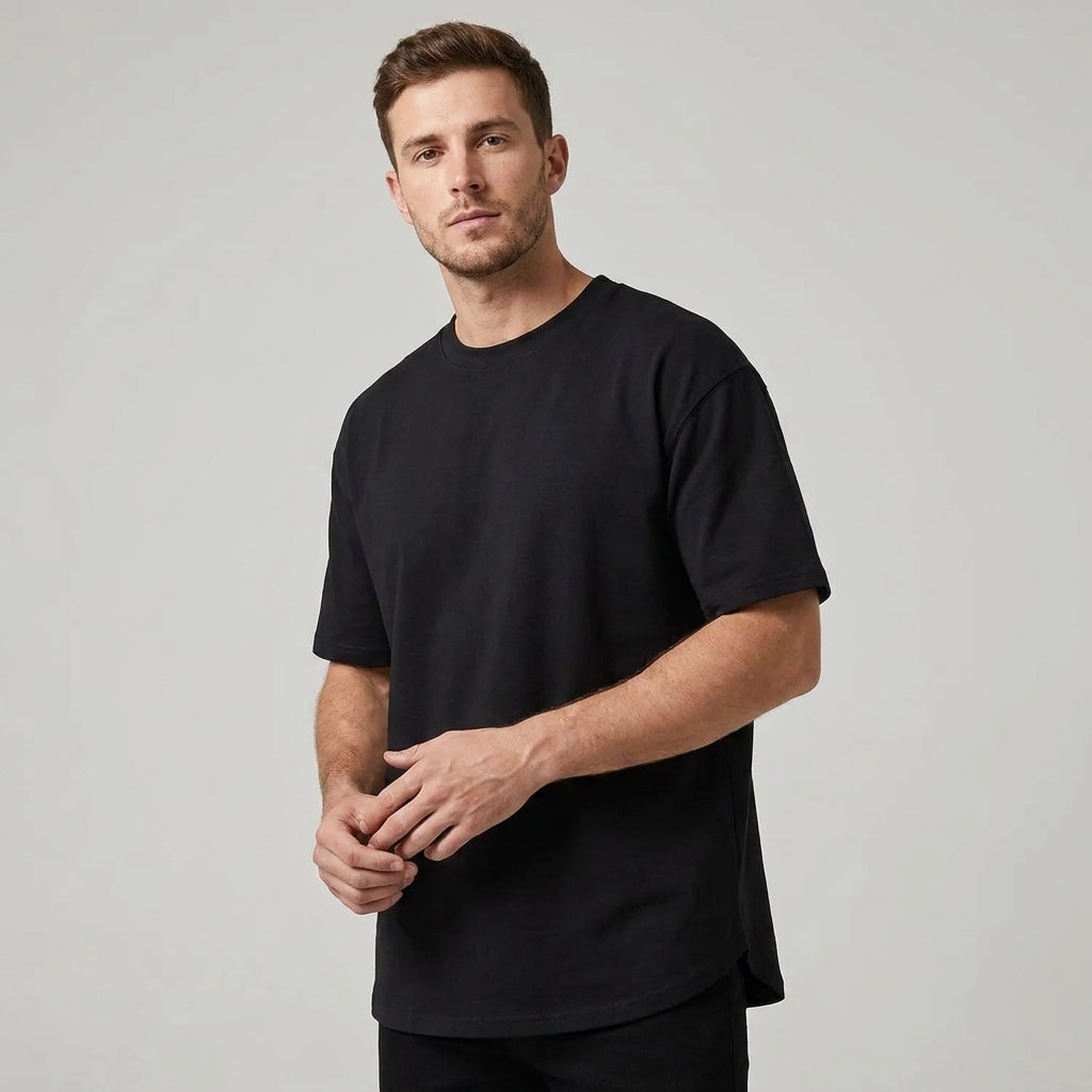 Optew Men’s Oversized Curved Hem T-Shirt