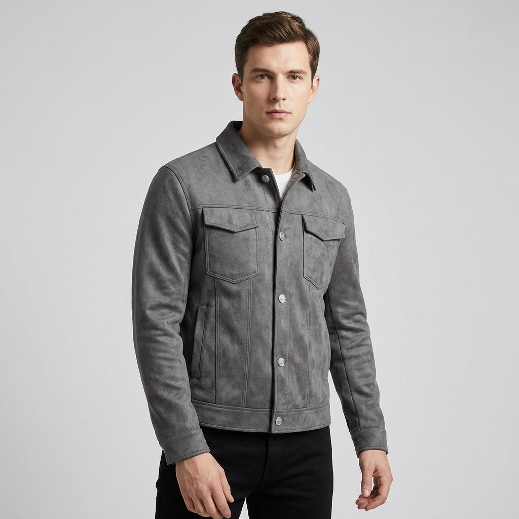 Optew Men’s Suede Slim Fit Jacket