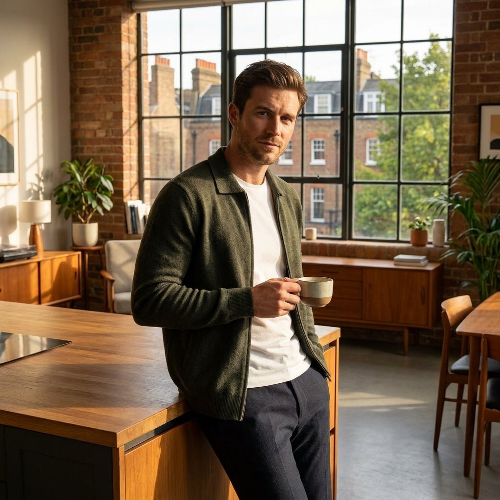 Optew Men’s Cashmere Zip Cardigan