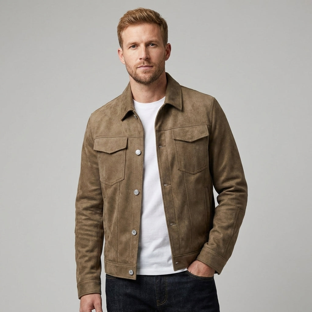 Optew Men’s Suede Slim Fit Jacket