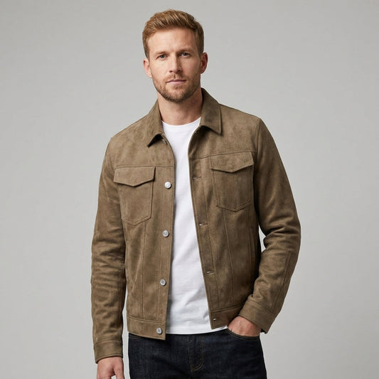 Optew Men’s Suede Slim Fit Jacket