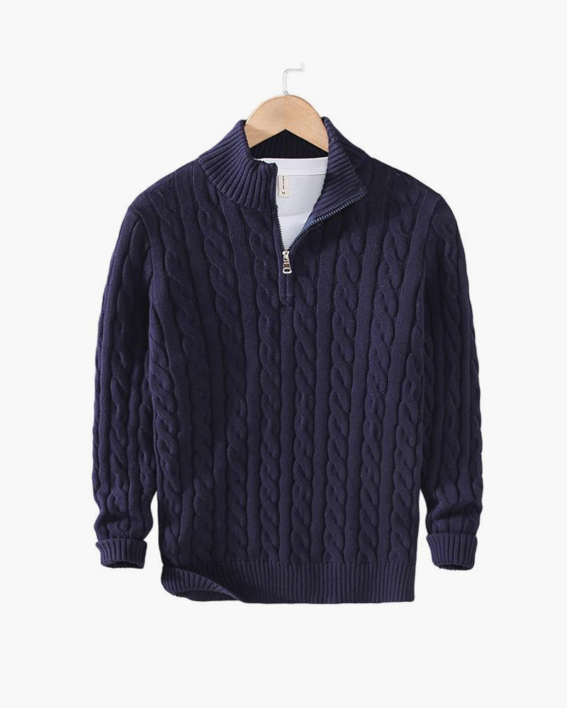 Optew Men’s Cable Half Zip Sweater