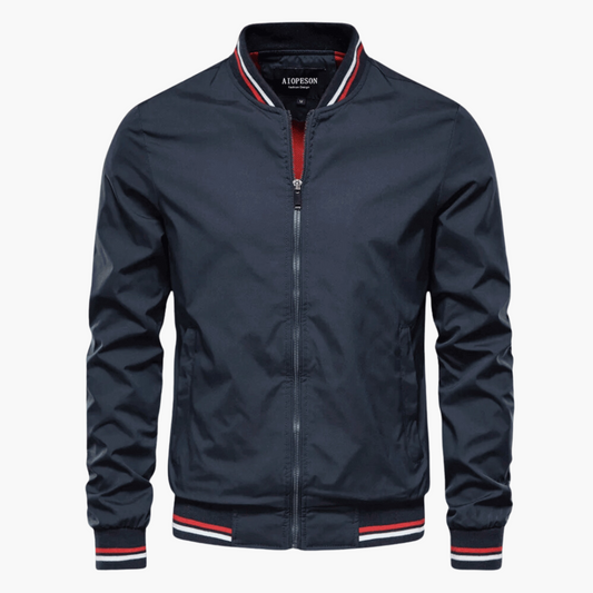 Optew Men’s Ribbed-Trim Zip-Up Bomber Jacket