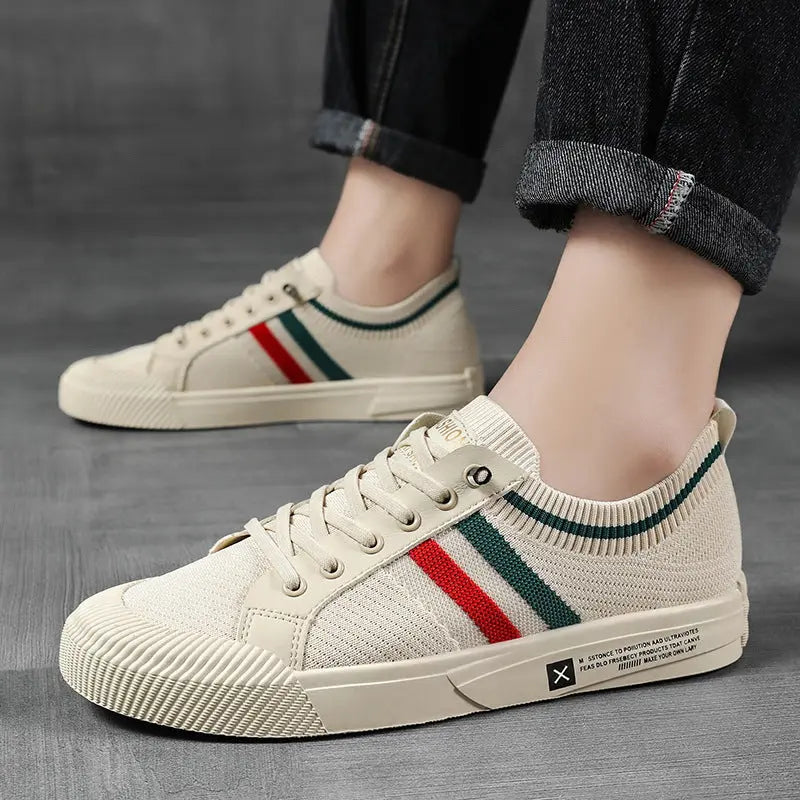 Optew Men’s Retro Stripe Minimalist Sneakers