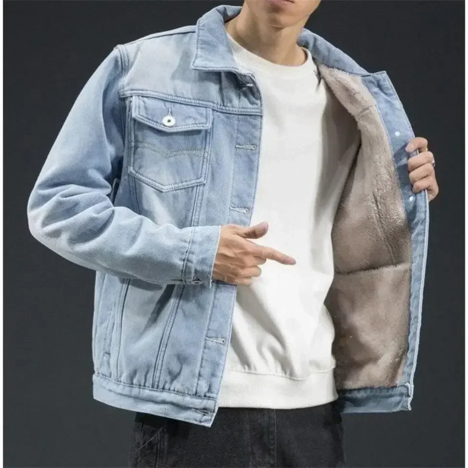 Optew Men’s Sherpa-Lined Denim Jacket
