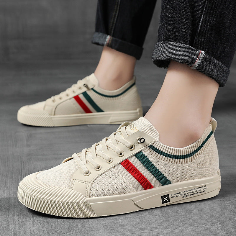 Optew Casual Lace-up Sneakers for Men - Striped Detail