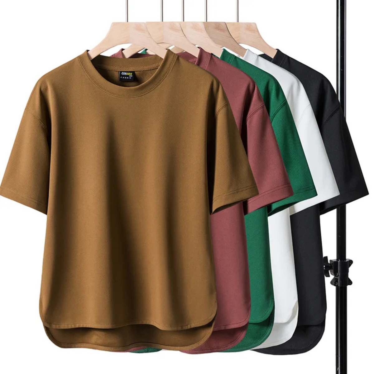 Optew Men’s Oversized Curved Hem T-Shirt