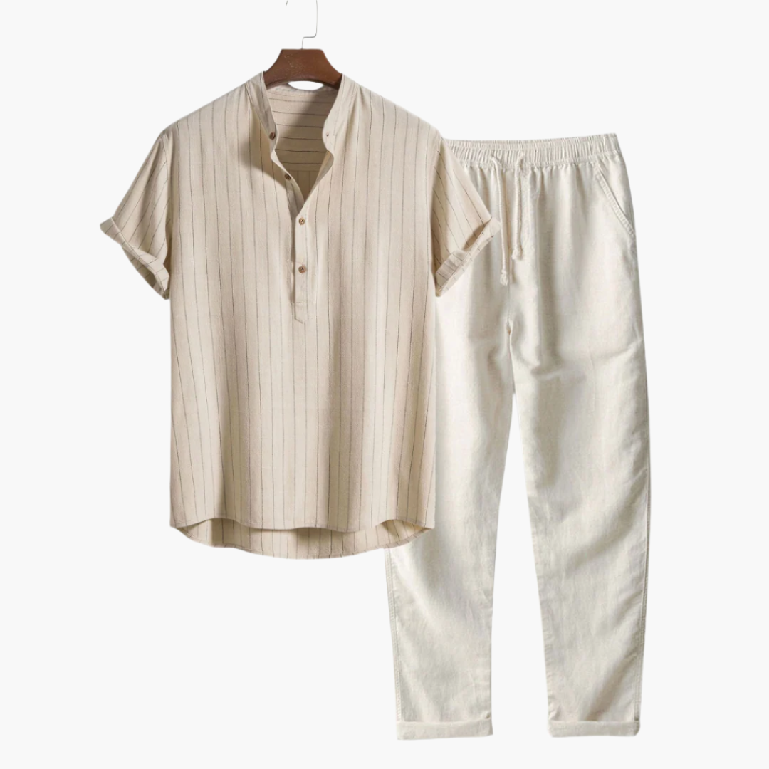Optew Men’s Summer Shirt Trousers Set