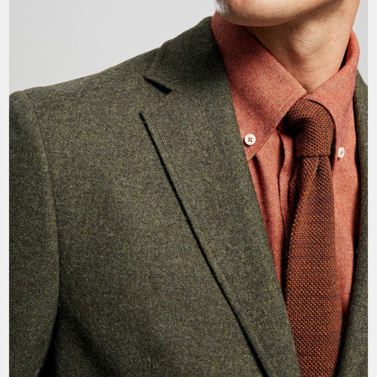 Optew Men's Wedding Three-Piece Suit Olive Green Wool Blend