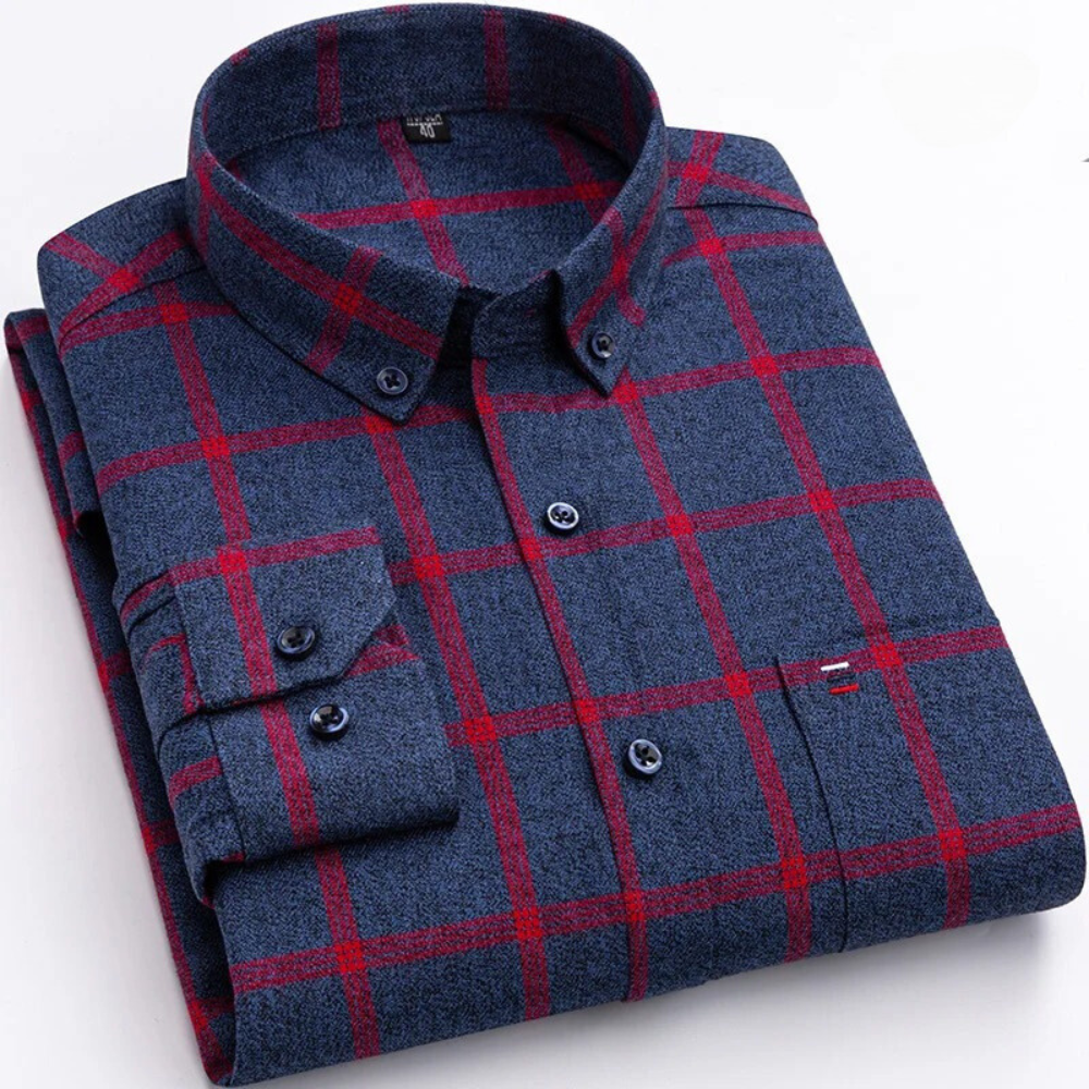 Optew Men’s Checked Button-Down Shirt