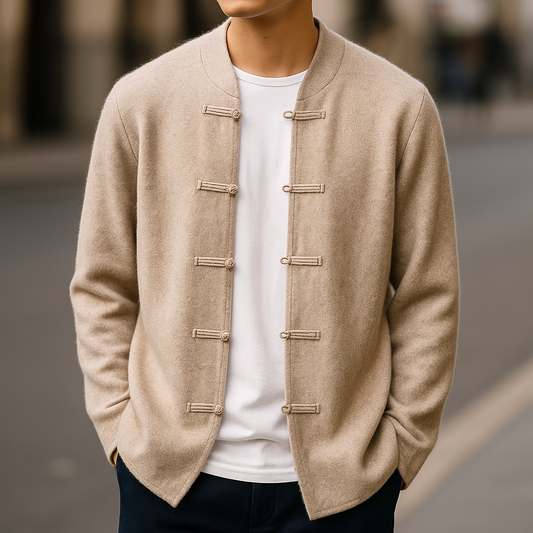 Optew Men’s Cashmere Stand Collar Cardigan