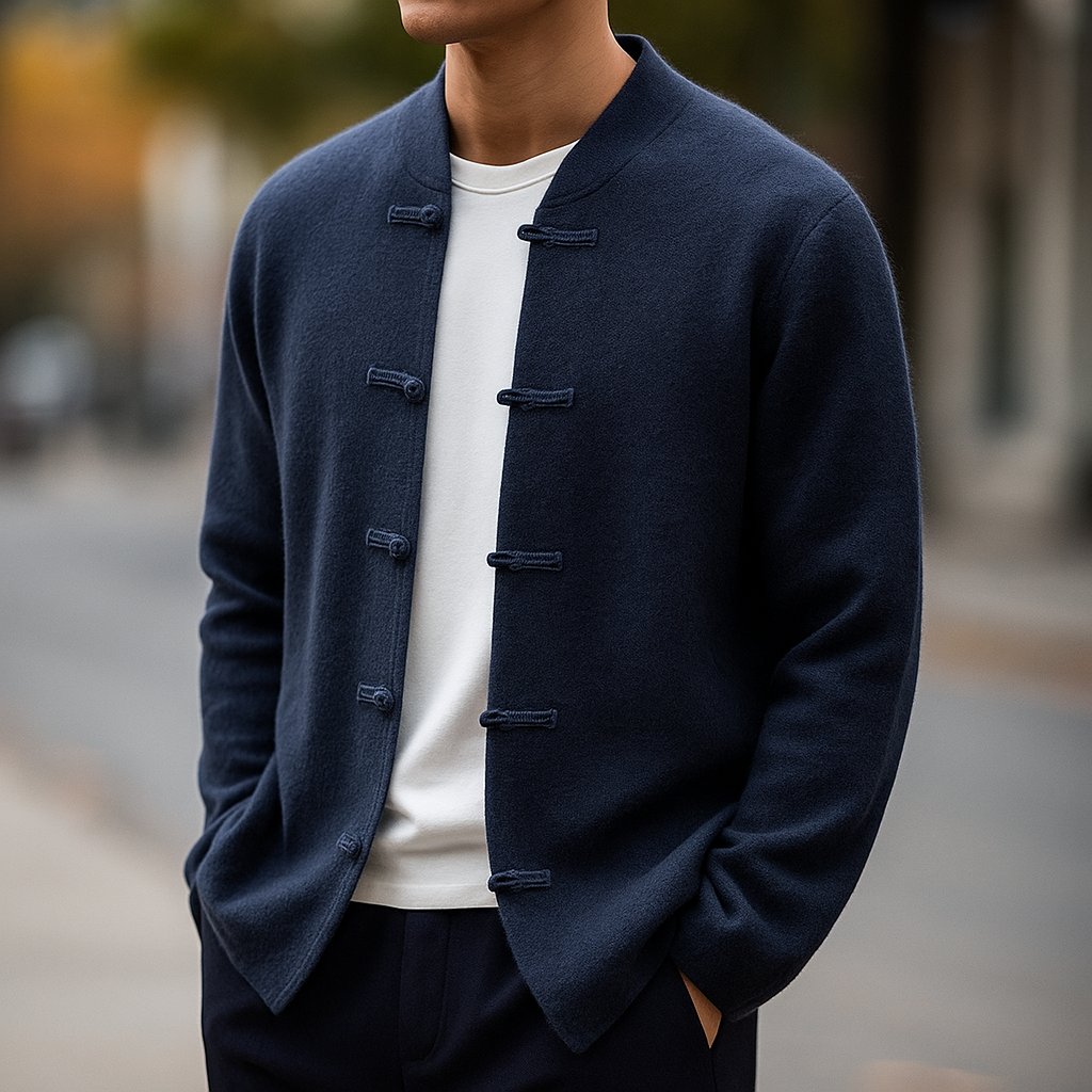 Optew Men’s Cashmere Stand Collar Cardigan