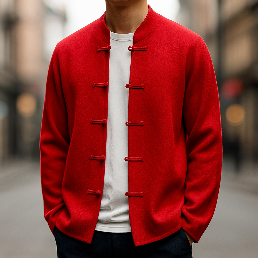 Optew Men’s Cashmere Stand Collar Cardigan
