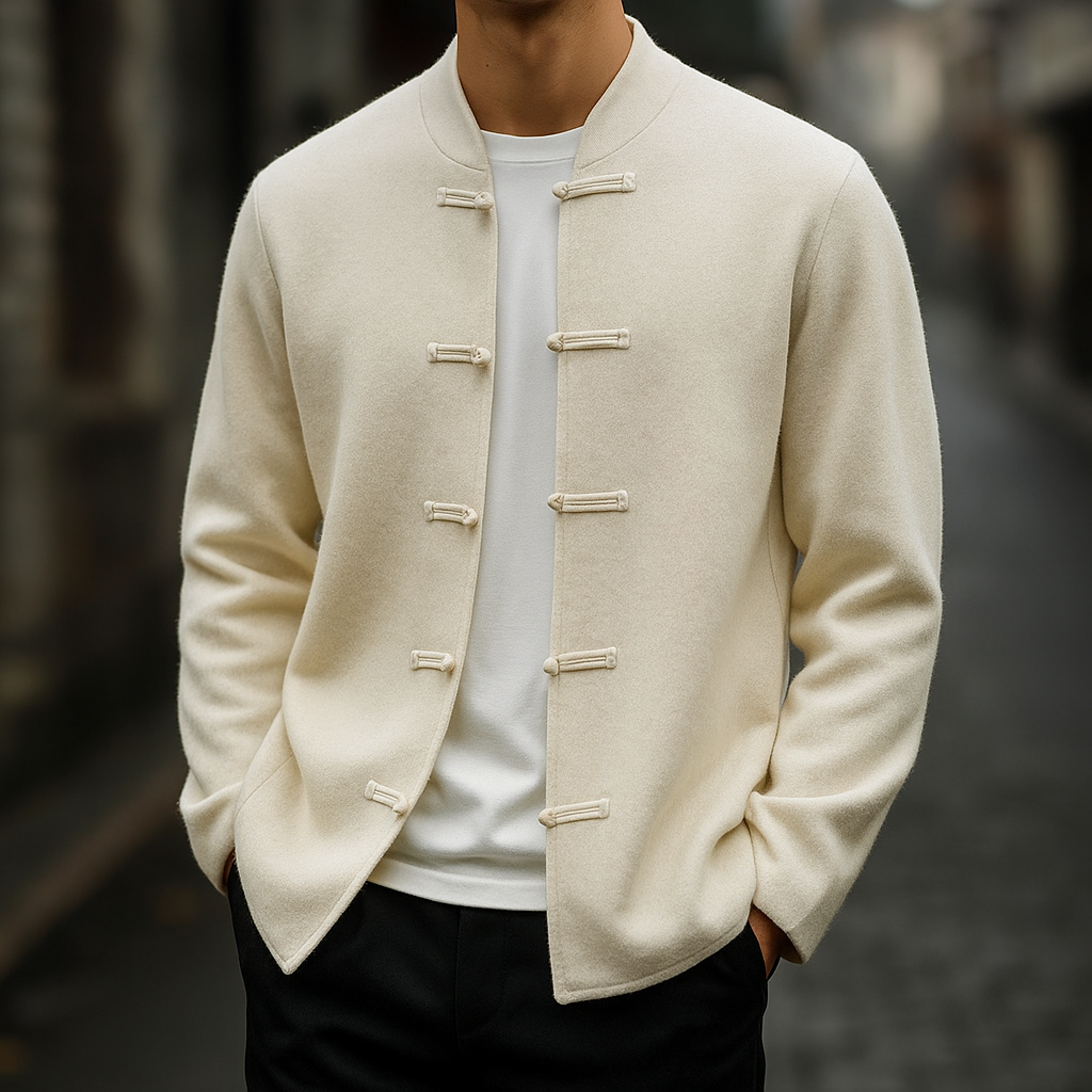 Optew Men’s Cashmere Stand Collar Cardigan