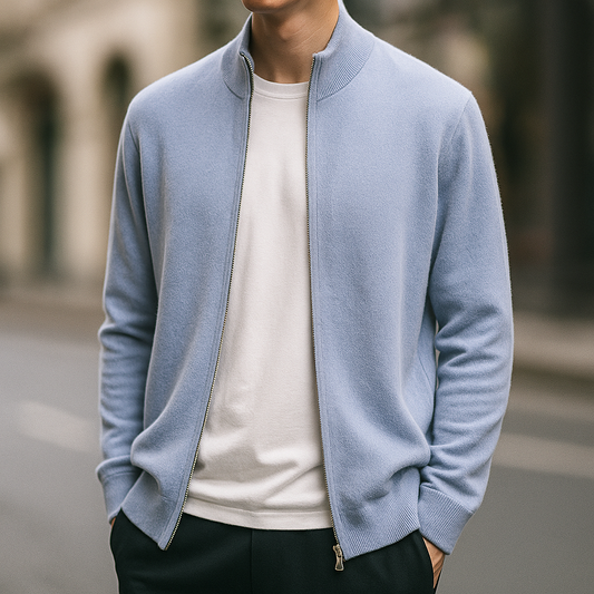 Optew Men’s Cashmere Zip Cardigan