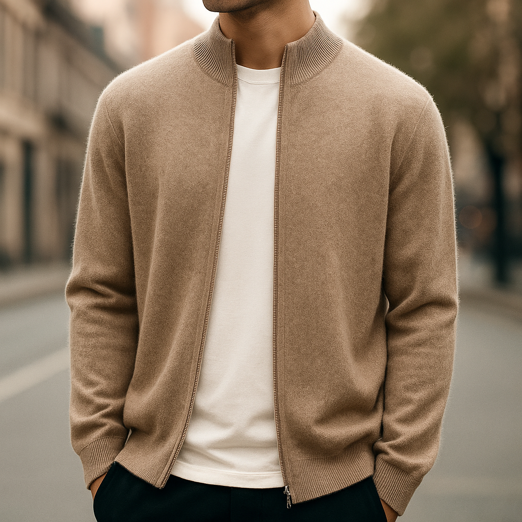 Optew Men’s Cashmere Zip Cardigan