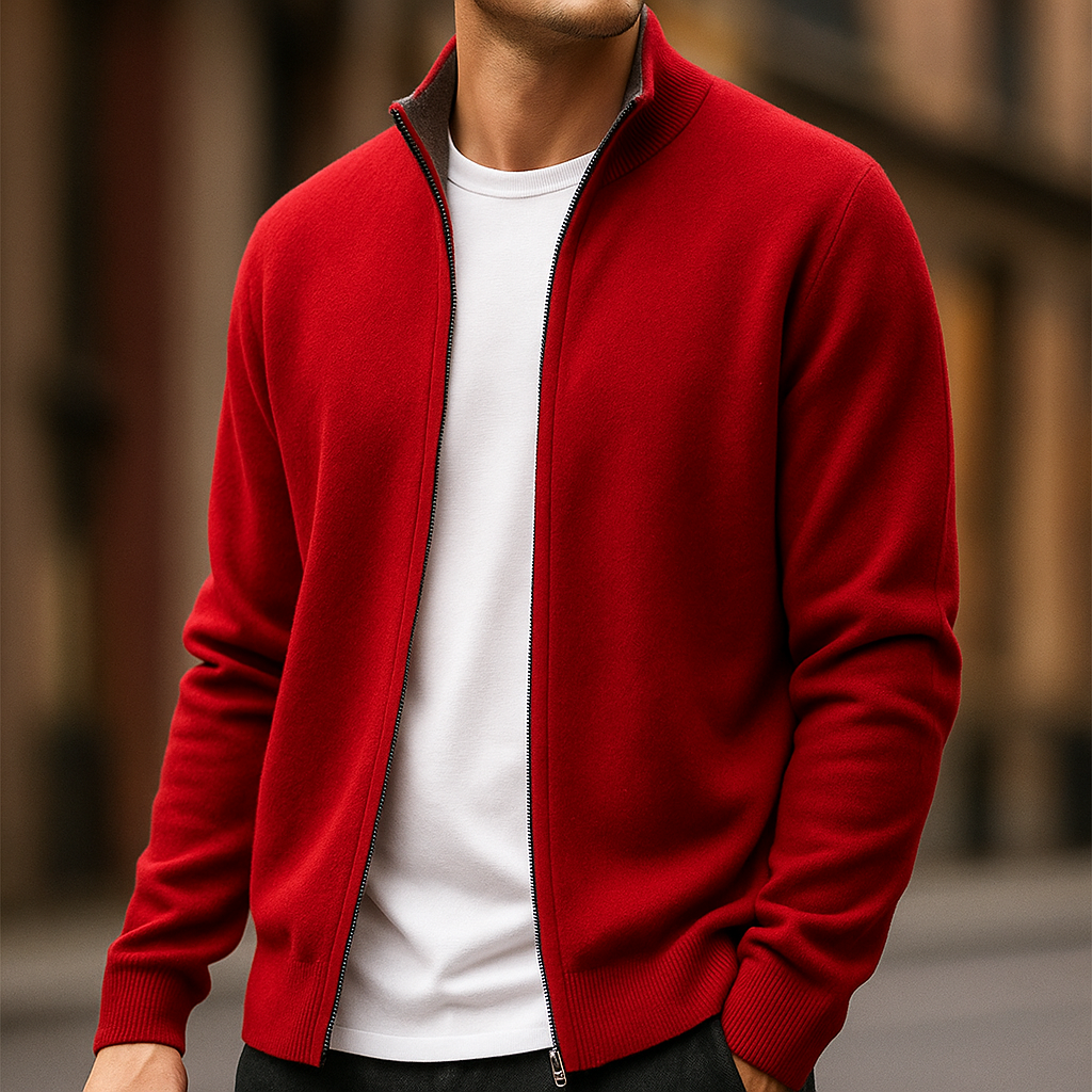 Optew Men’s Cashmere Zip Cardigan