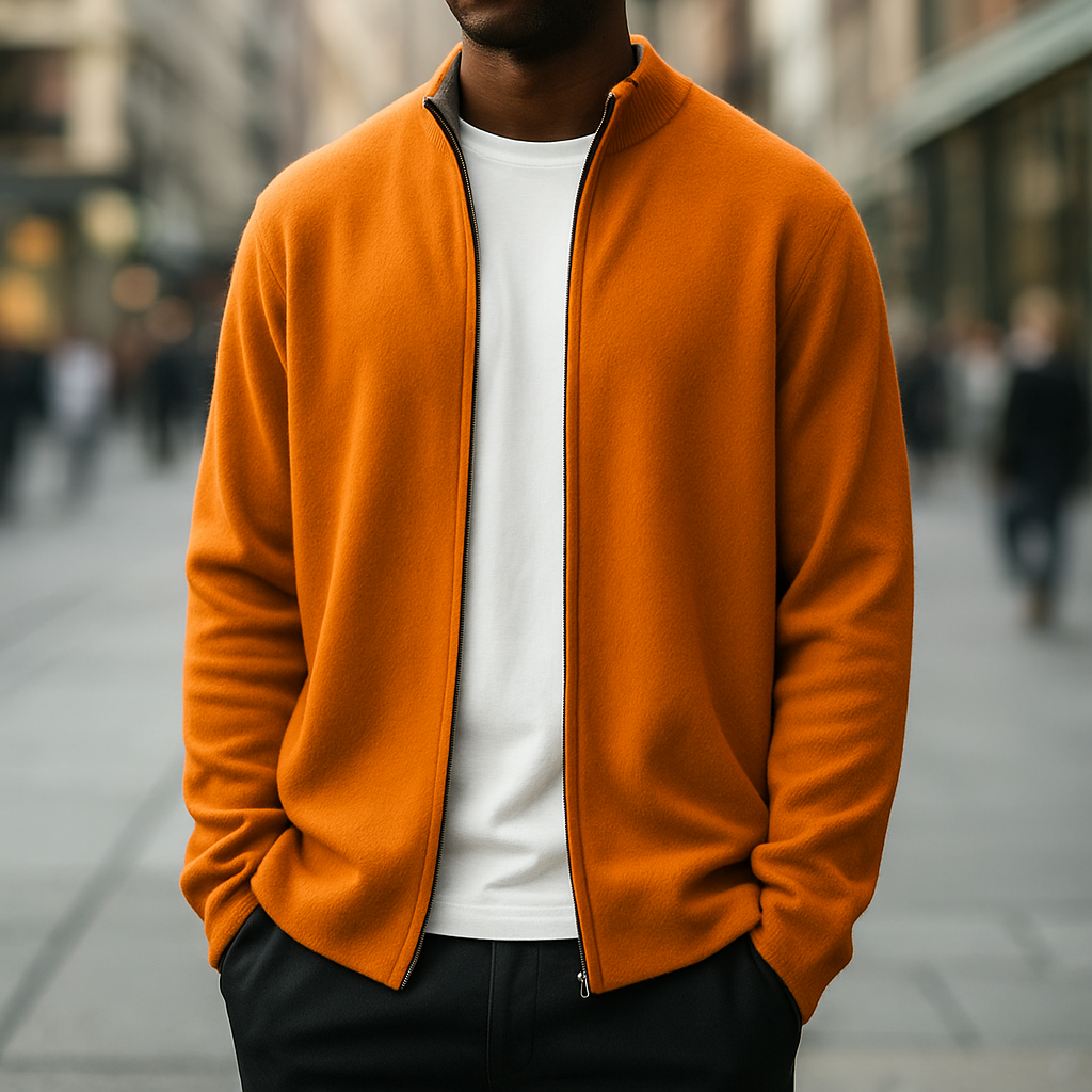 Optew Men’s Cashmere Zip Cardigan