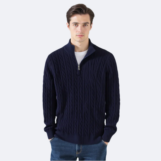Optew Men’s Cable Half Zip Sweater