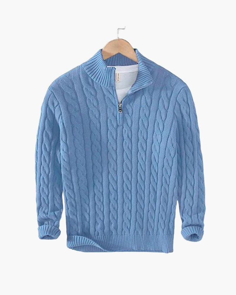Optew Men’s Cable Half Zip Sweater