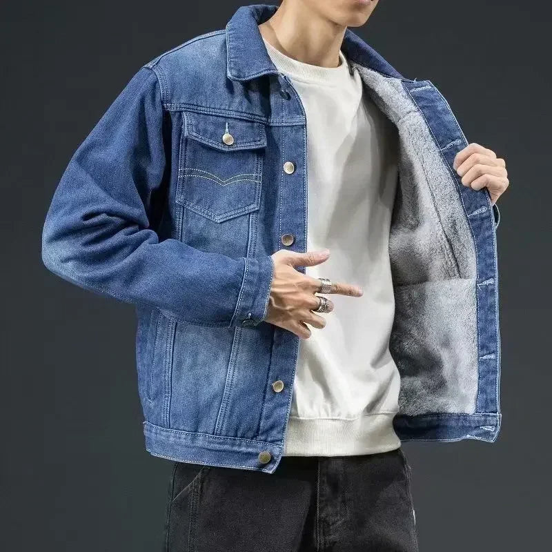 Optew Men’s Sherpa-Lined Denim Jacket