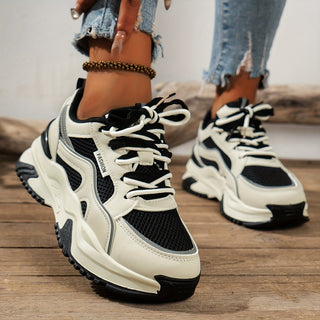 Optew Women's Everyday Chunky Platform Panelled Sneakers