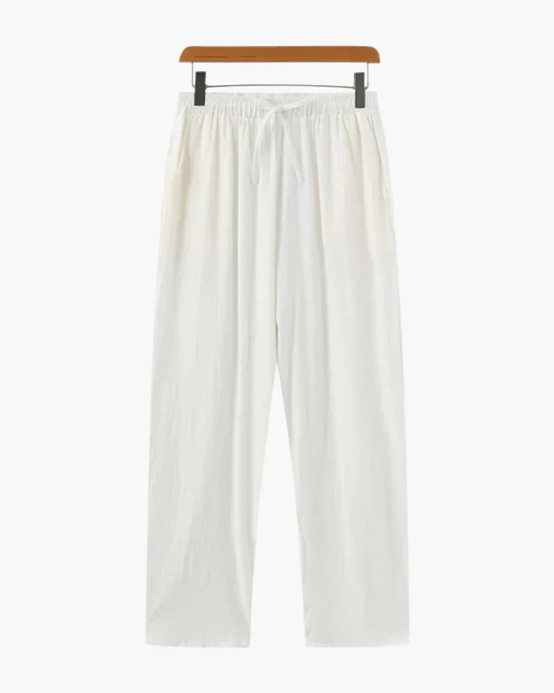 Optew Men’s Linen Lace-Up Trousers