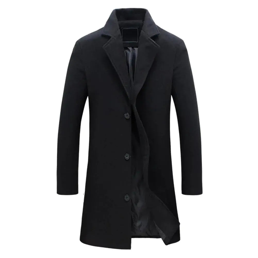 Optew Men's Tailored Wool Overcoat – Classic Long Winter Coat for Smart or Casual Wear