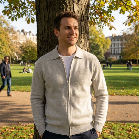 Optew Men’s Cashmere Zip Cardigan
