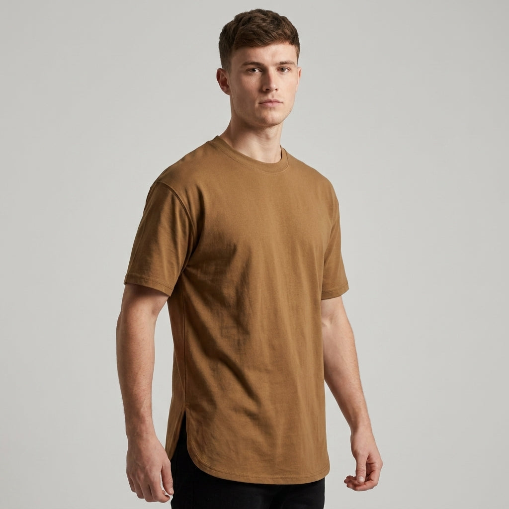 Optew Men’s Oversized Curved Hem T-Shirt