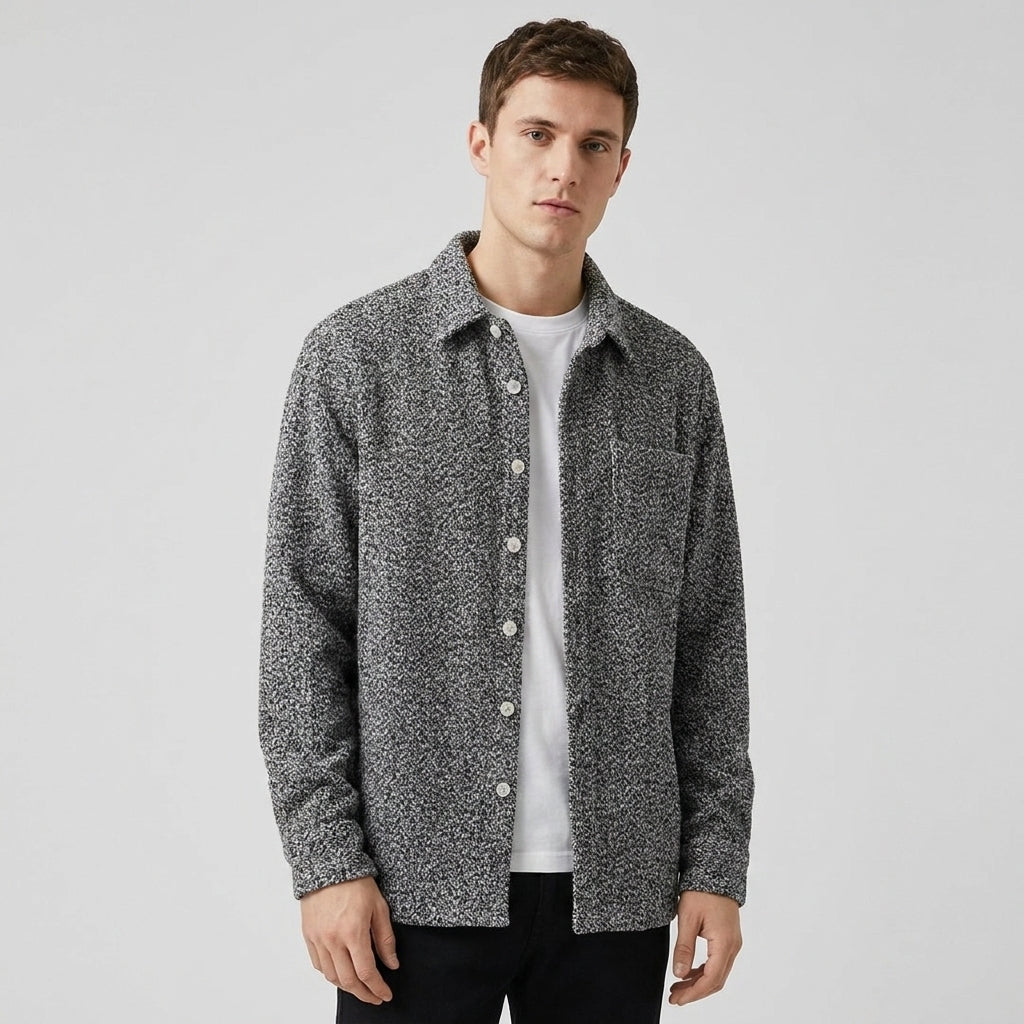 Optew Men’s Textured Cashmere Blend Shirt